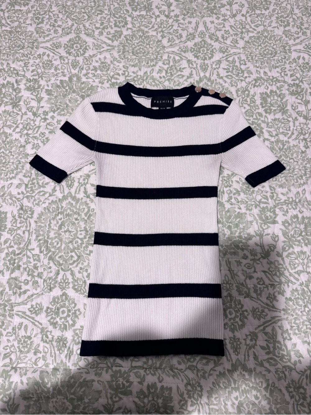 Premise Navy & White Striped Ribbed Knit Tee for